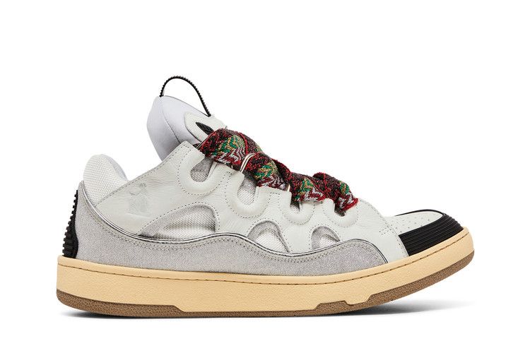 Lanvin Curb Leather and Glitter Sneakers 'White'