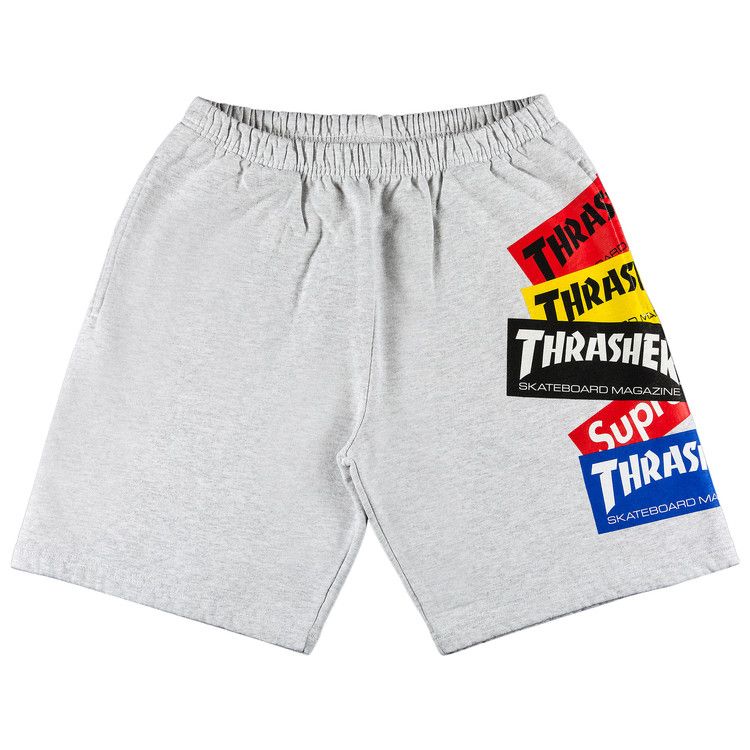Supreme x Thrasher Multi Logo Sweatshort 'Ash Grey'