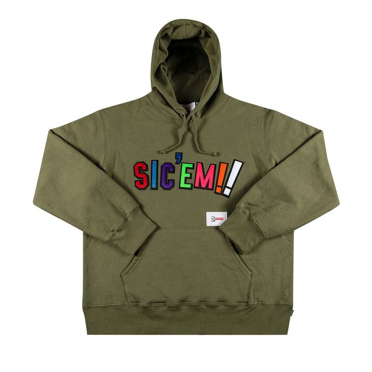 Supreme x WTAPS Sic'em! Hooded Sweatshirt 'Light Olive'