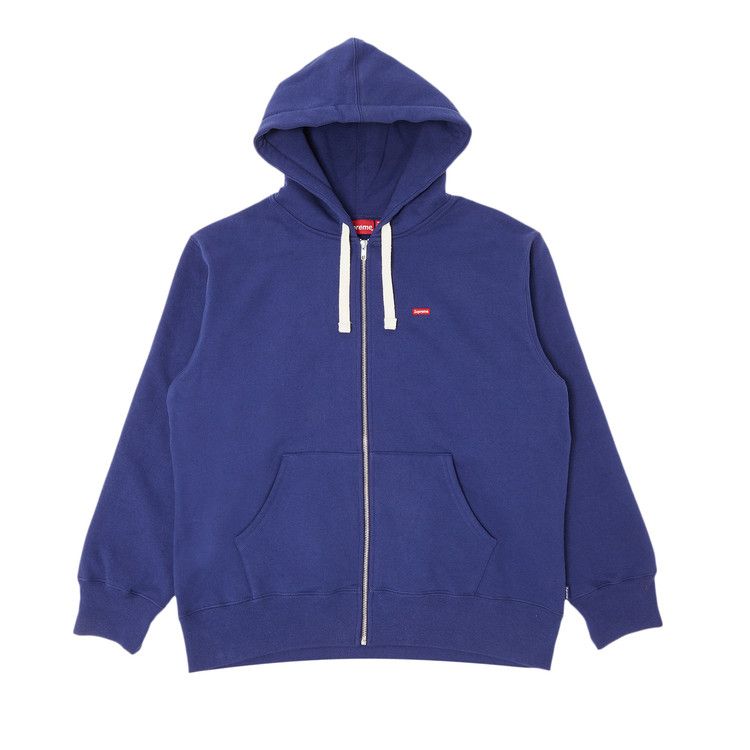 Supreme Small Box Drawcord Zip Up Hooded Sweatshirt 'Washed Navy'