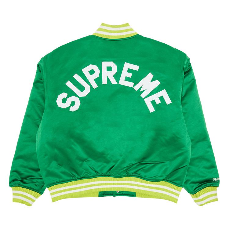 Supreme x Mitchell & Ness Satin Varsity Jacket 'Green'