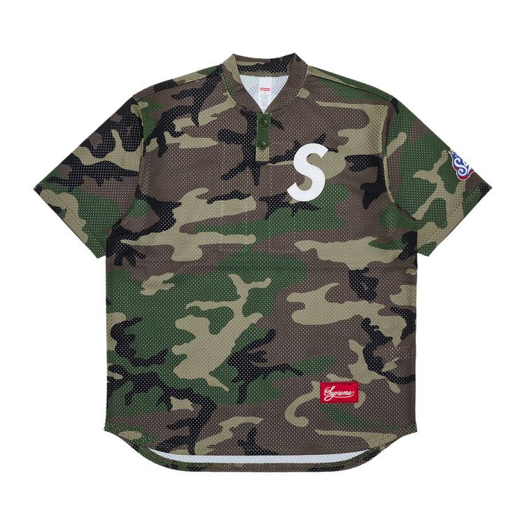 Supreme S Logo Baseball Henley 'Woodland Camo'