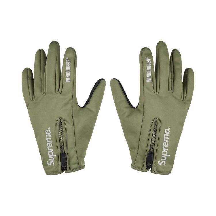 Supreme Windstopper Zip Gloves 'Olive'