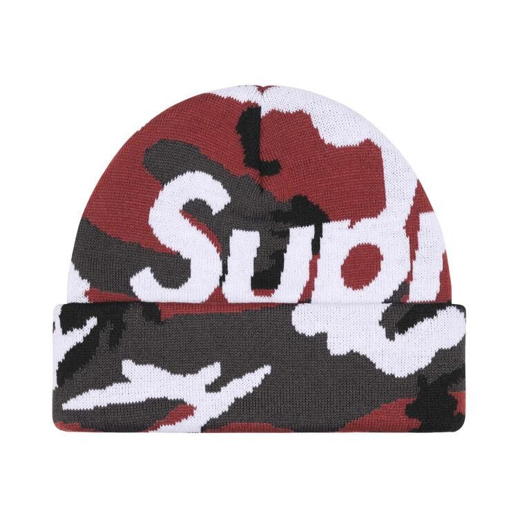 Supreme Camo Big Logo Beanie 'Red Camo'