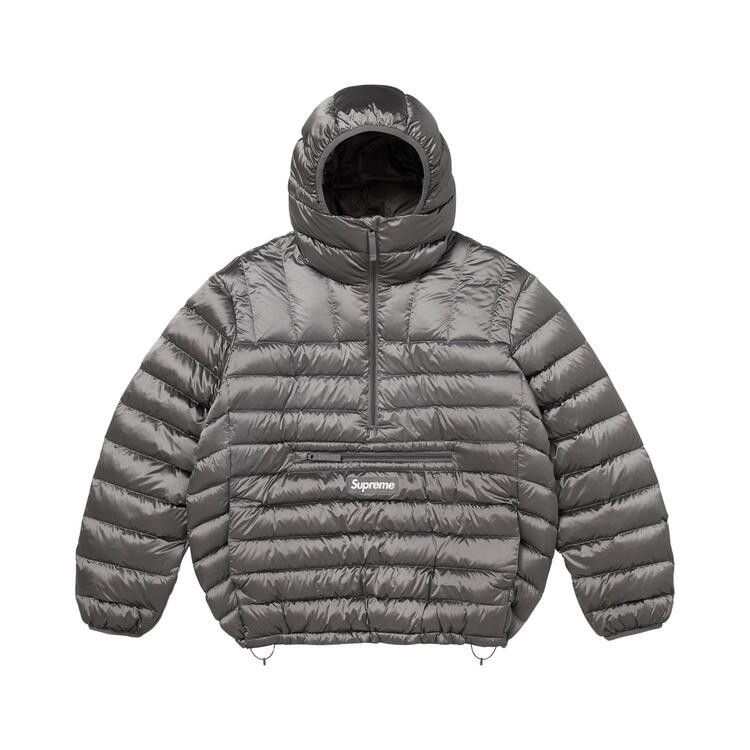 Supreme Micro Down Half Zip Hooded Pullover 'Silver'