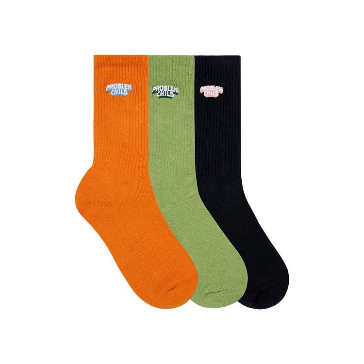 GOLF WANG Problem Child Socks 'Orange/Olive/Black'
