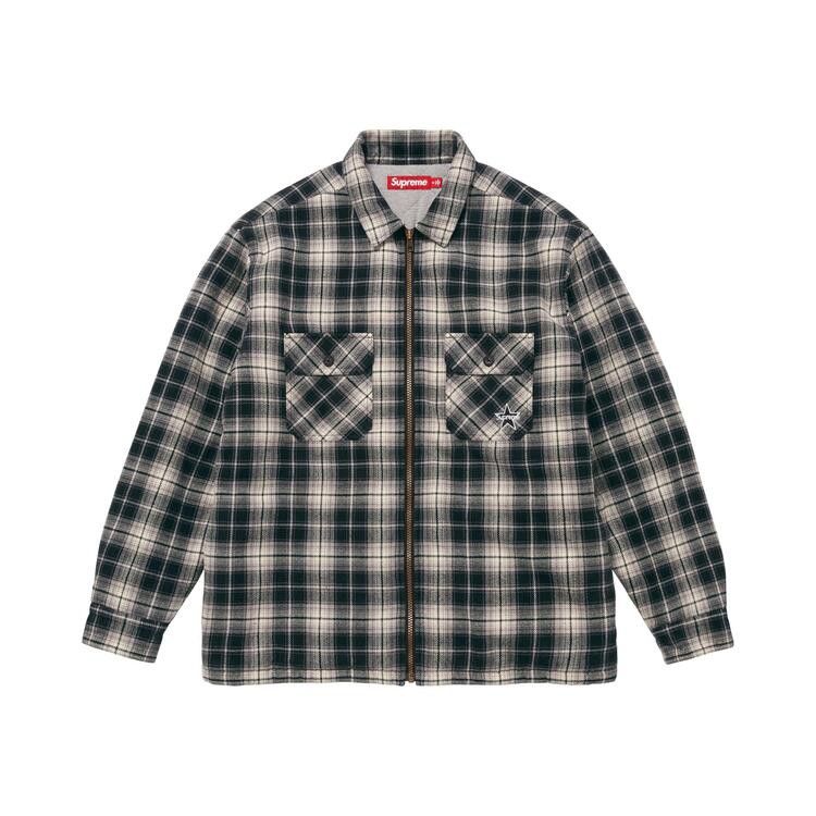 Supreme Thermal Lined Zip Up Flannel Shirt 'Black'