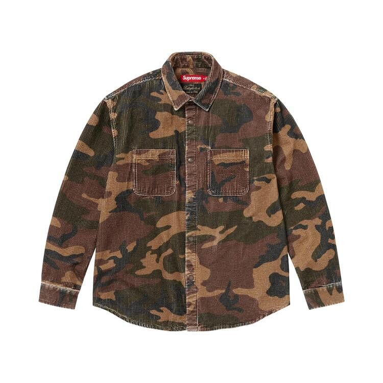 Supreme Wide Wale Corduroy Snap Shirt 'Woodland Camo'