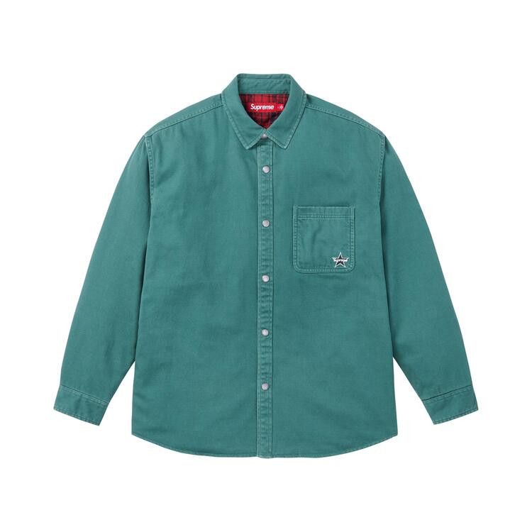 Supreme Quilted Lined Denim Snap Shirt 'Dusty Teal'