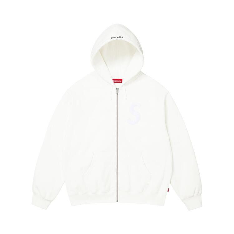 Supreme S Logo Zip Up Hooded Sweatshirt 'White'