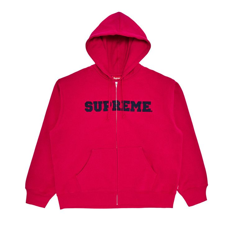 Supreme Collegiate Appliqué Zip Up Hooded Sweatshirt 'Fuchsia'