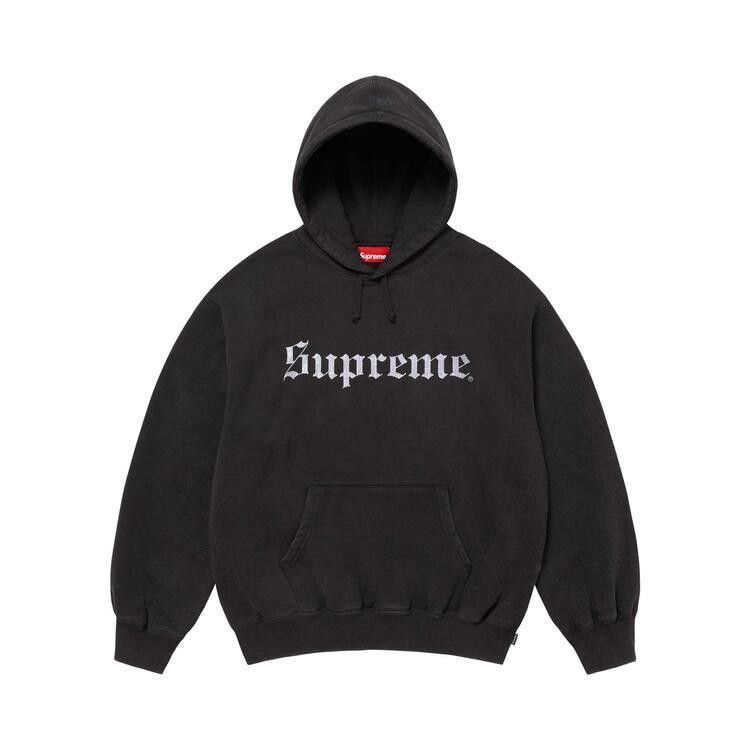 Supreme Washed Old English Hooded Sweatshirt 'Black'