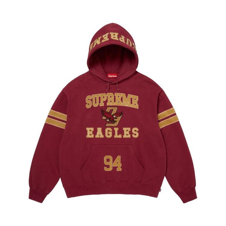 Supreme Rhinestone Eagle Hooded Sweatshirt 'Cardinal'