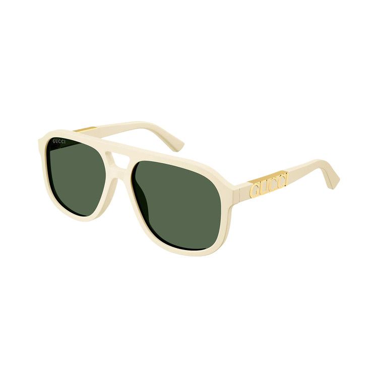 Gucci Aviator Sunglasses 'Ivory/Green'