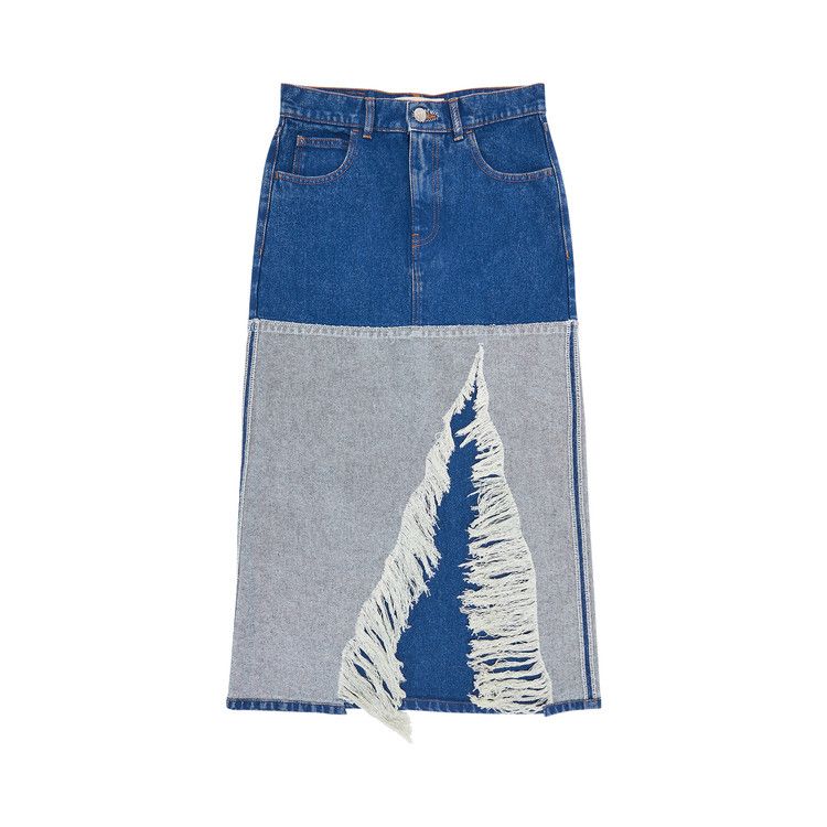 Marni Bleached Coated Denim Skirt 'Ocean'