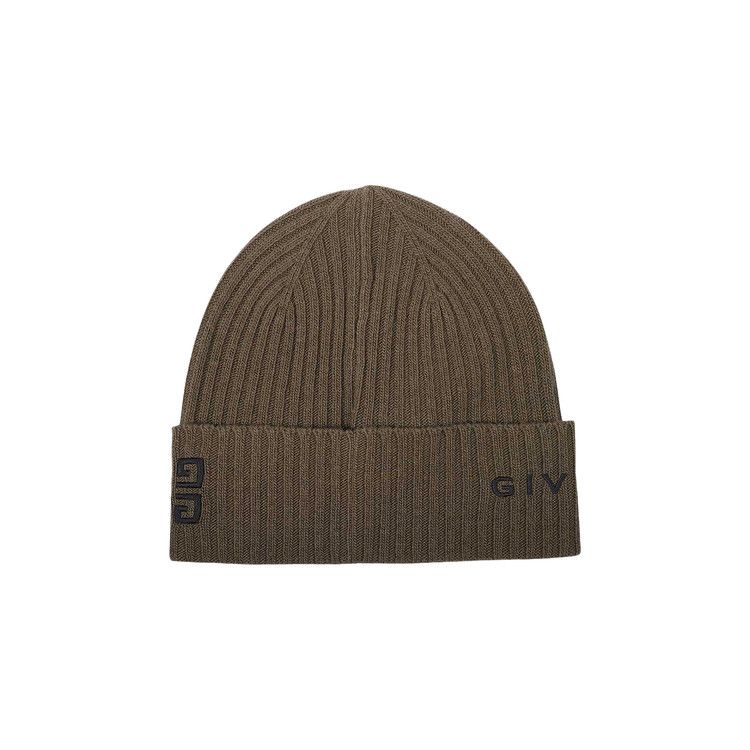 Givenchy Ribbed Embroidered Logo Beanie 'Khaki/Black'