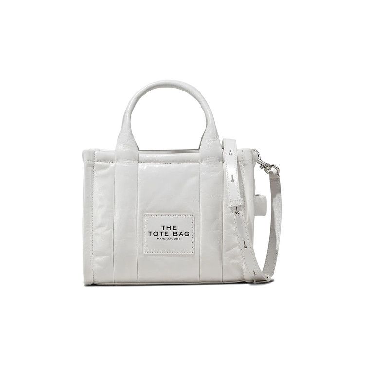 Marc Jacobs Shiny Crinkle Leather Small Tote Bag 'White'