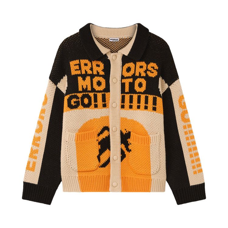 HOUSE OF ERRORS Thick Knit Moto Cardigan 'Black/Orange'