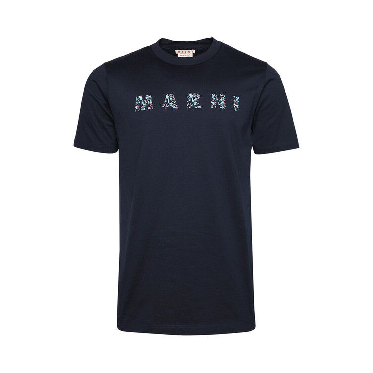 Marni Floral Logo T-Shirt 'Blue/Black'