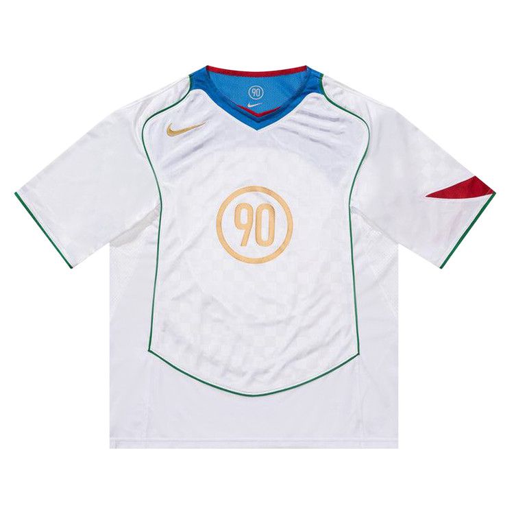 Nike T90 Dri-Fit Soccer Jersey 'White/Italy Blue/Sport Red/Metallic Gold'