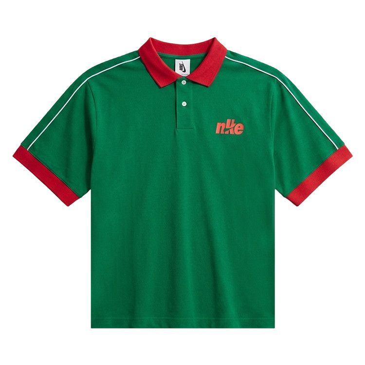 Nike Club Oversized Short-Sleeve Polo 'Pine Green/University Red/Sail'