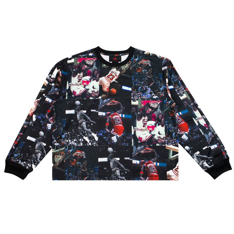 Air Jordan All Over Print Crewneck Shirt 'Black/White'