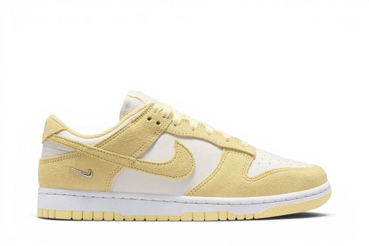 Nike Wmns Dunk Low Suede 'Sail White Metallic Silver Soft Yellow'