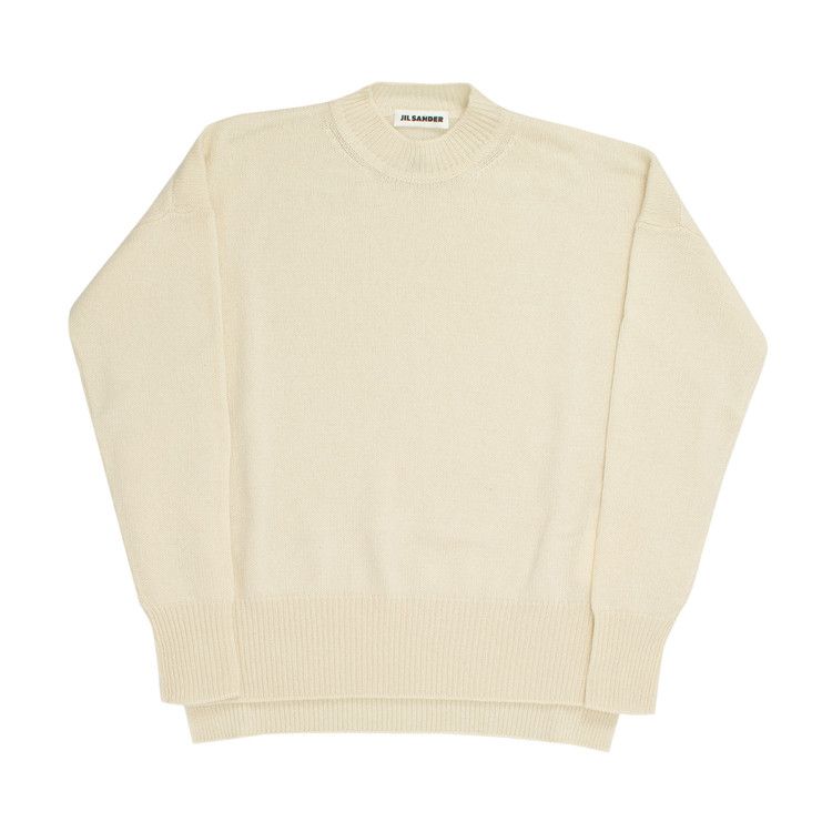 Jil Sander Cashmere Boyfriend Fit Long-Sleeve Jumper With Side Slits 'Natural'