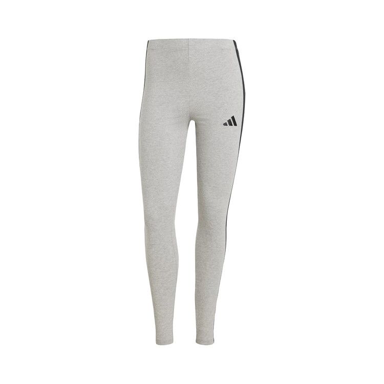 Adidas Essentials 3-Stripes Cotton Leggings 'Medium Grey Heather / Black'