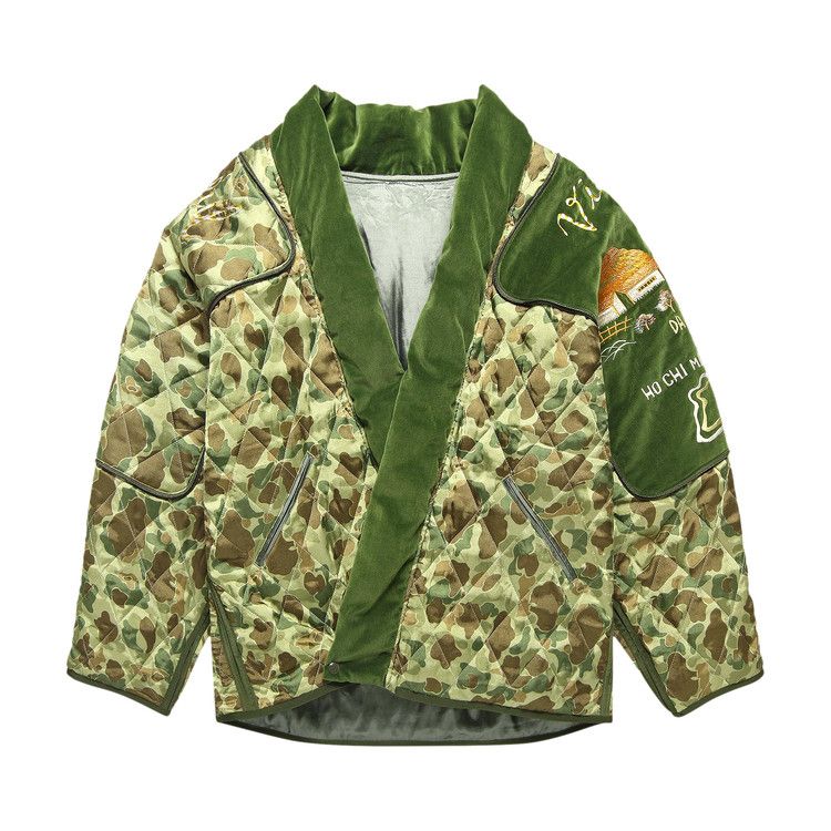 Kapital Rayon Satin Quilting Camo Kesa Sham Bomber Jacket (Beautiful Vietnam) 'Khaki'