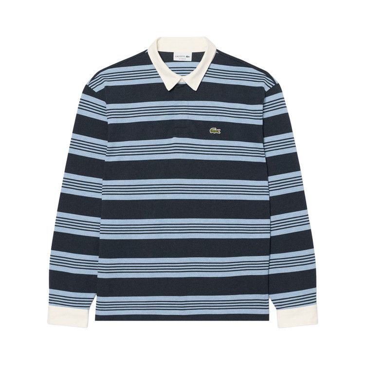 Lacoste Classic Fit Marble Stripe Pique Rugby Polo 'Chine/Blackbird C'