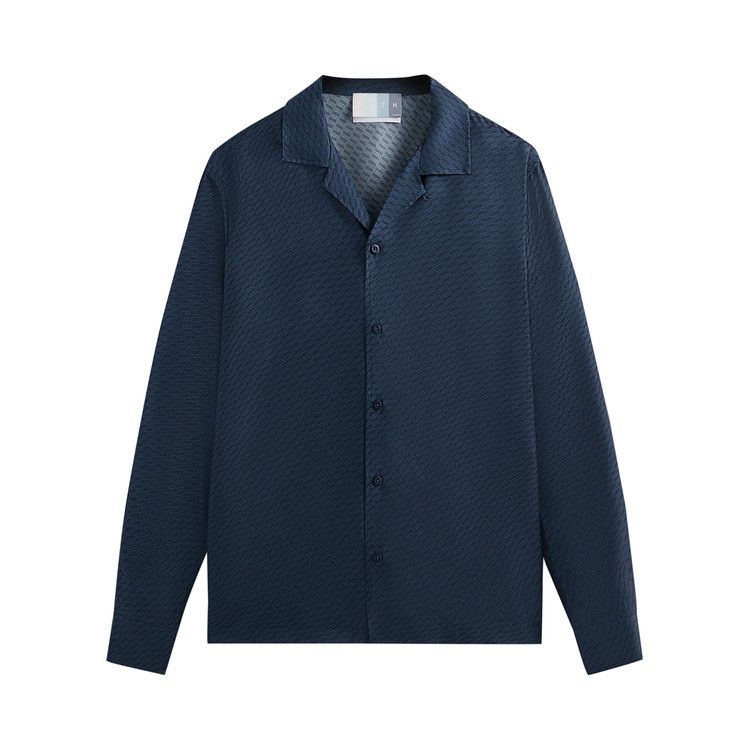 Kith Monogram Silk Long-Sleeve Thompson Camp Collar Shirt 'Nocturnal'