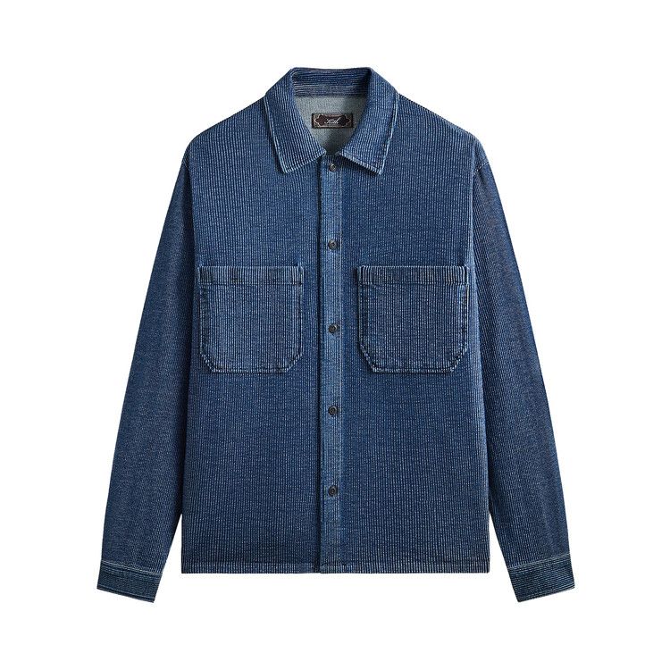 Kith Railroad Stripe Indigo Boxy Collar Overshirt 'Dark Indigo'