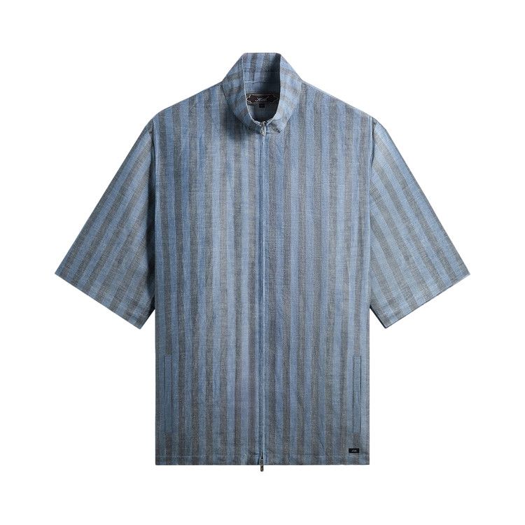 Kith Spun Silk Linen Stripe Colton Zip Front Shirt 'Guide'
