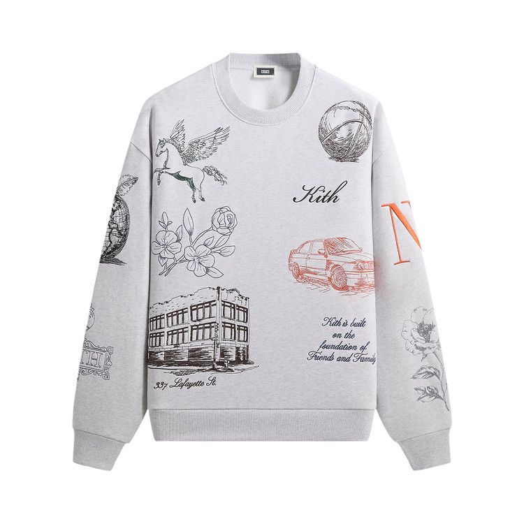 Kith New York To The World Nelson Crewneck 'Light Heather Grey'