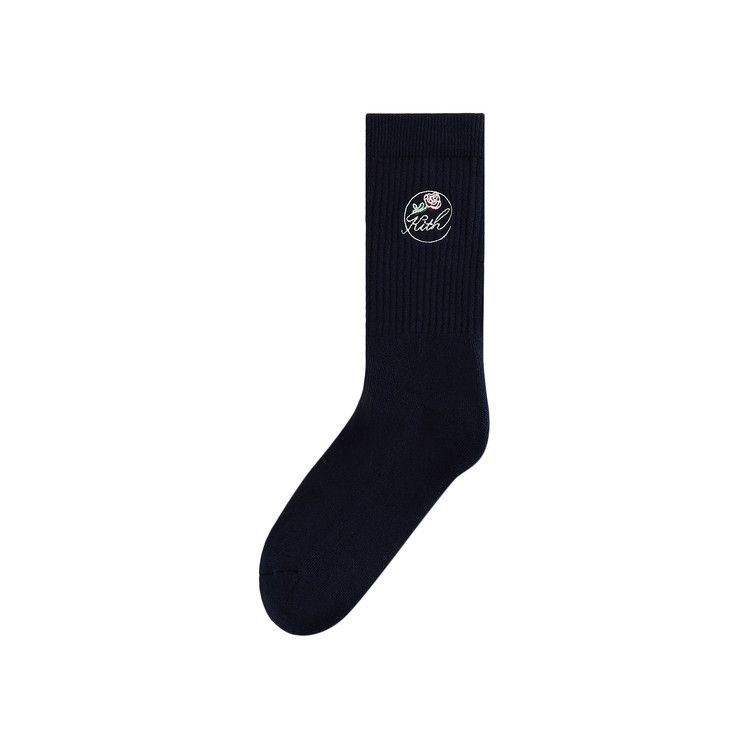 Kith Rose Script Cotton Crew Socks 'Nocturnal'