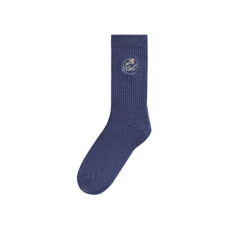 Kith Rose Script Cotton Crew Socks 'Elevation Heather'