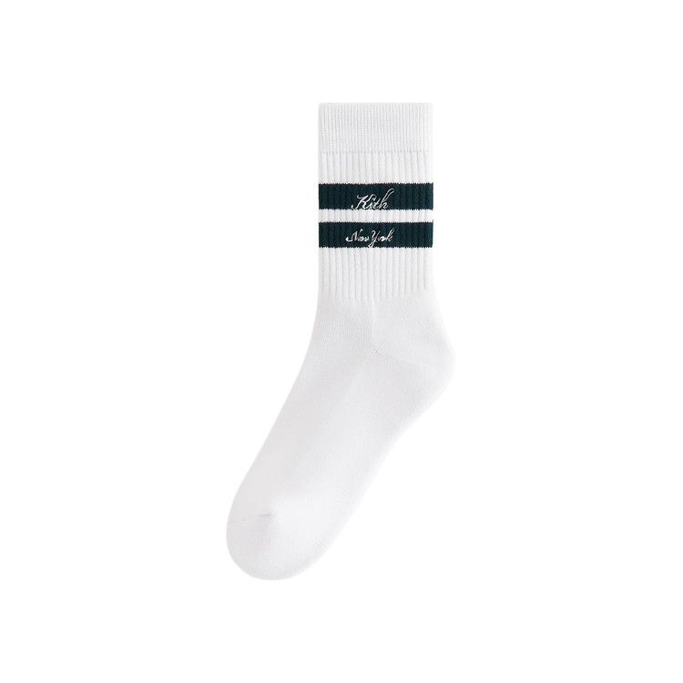 Kith Women Stripe Cotton Mid Crew Socks 'White'