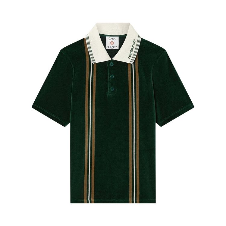 Casablanca Velour Stripe Polo 'Green'