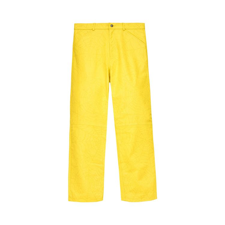 Sp5der Debossed Web Leather Pant 'Yellow'