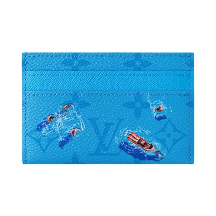 Louis Vuitton Double Card Holder 'Pool Blue Monogram Canvas'