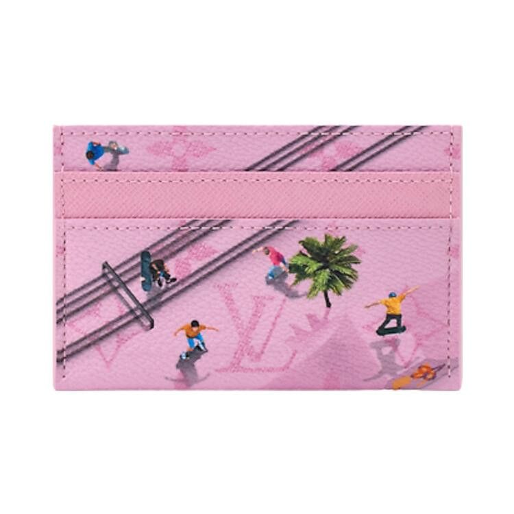 Louis Vuitton Double Card Holder 'Skateboard Pink Monogram Canvas'
