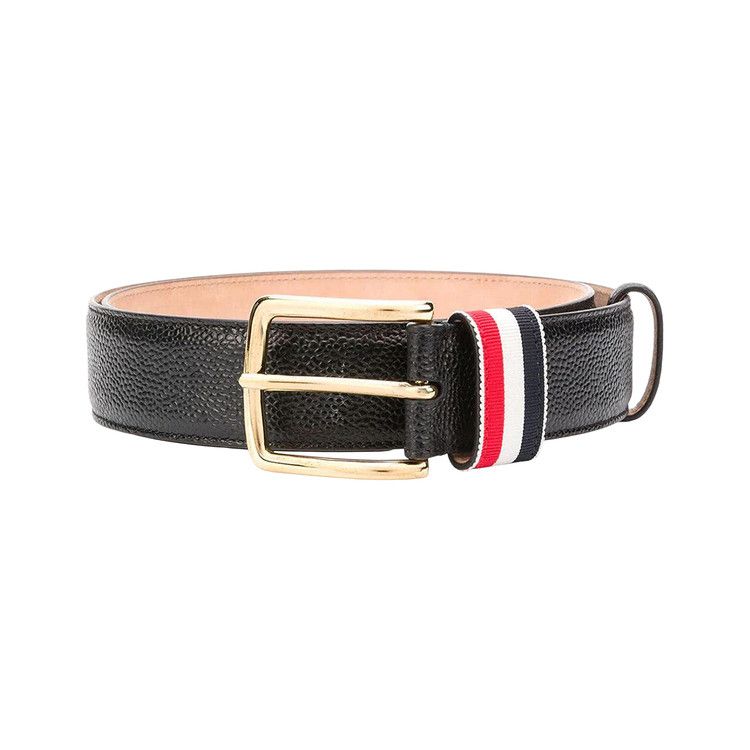 Thom Browne Belt with RWB Loop in Pebble Grain Leather 'Black'