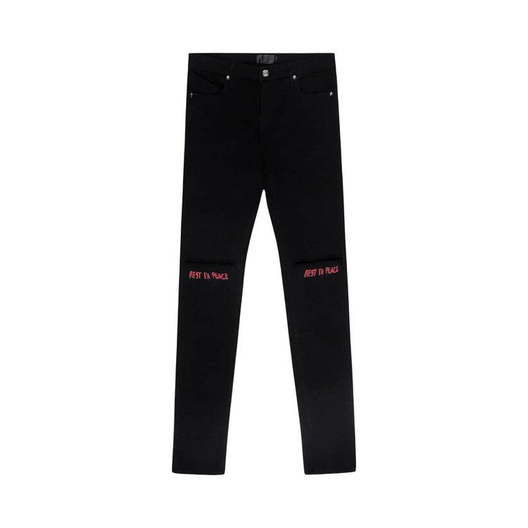 RtA Bryant Skinny Jeans 'Black Red Rest In Peace'