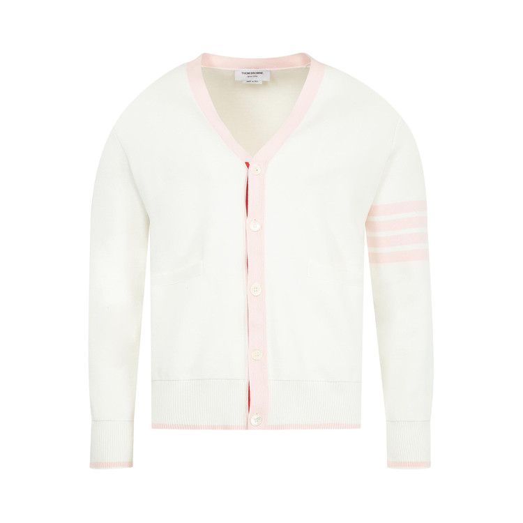 Thom Browne Milano Stitch V Neck Cardigan 'White'