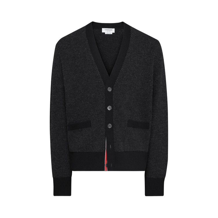 Thom Browne Textured Stitch V Neck Knitwear 'Black'