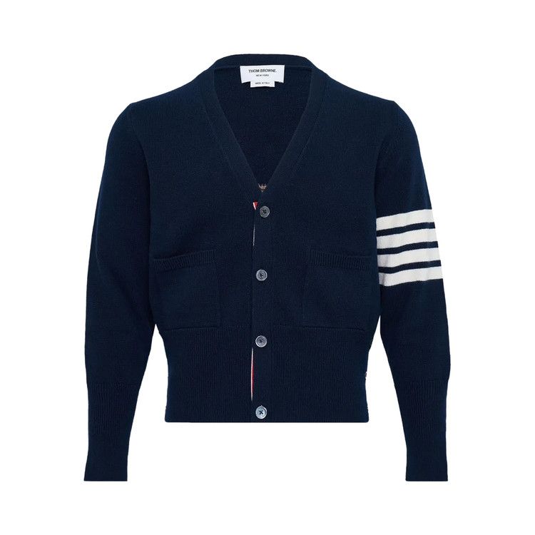 Thom Browne Wool Classic Fit V Neck Cardigan 'Navy'