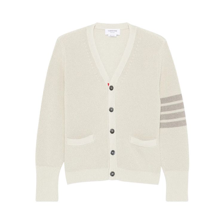 Thom Browne Tonal 4 Bar Stripe V Neck Cardigan 'Beige'