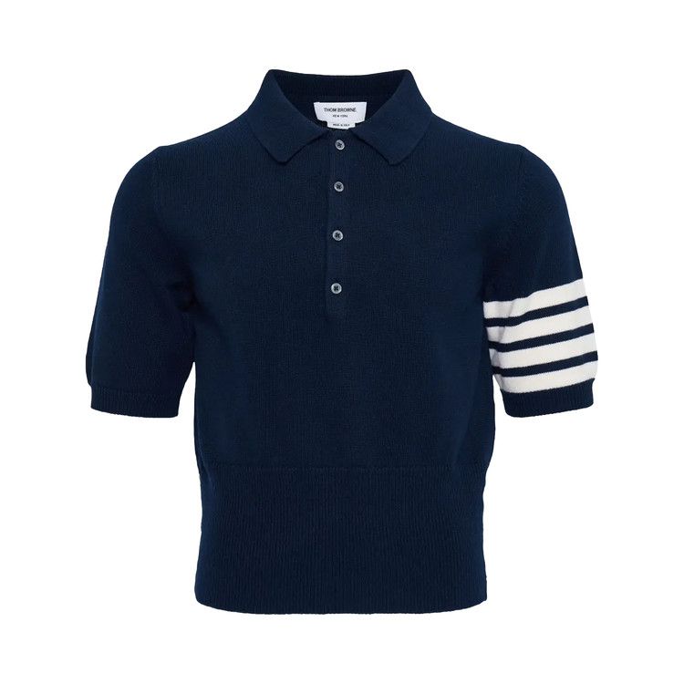 Thom Browne Wool Classic Fit Short-Sleeve Polo 'Navy'