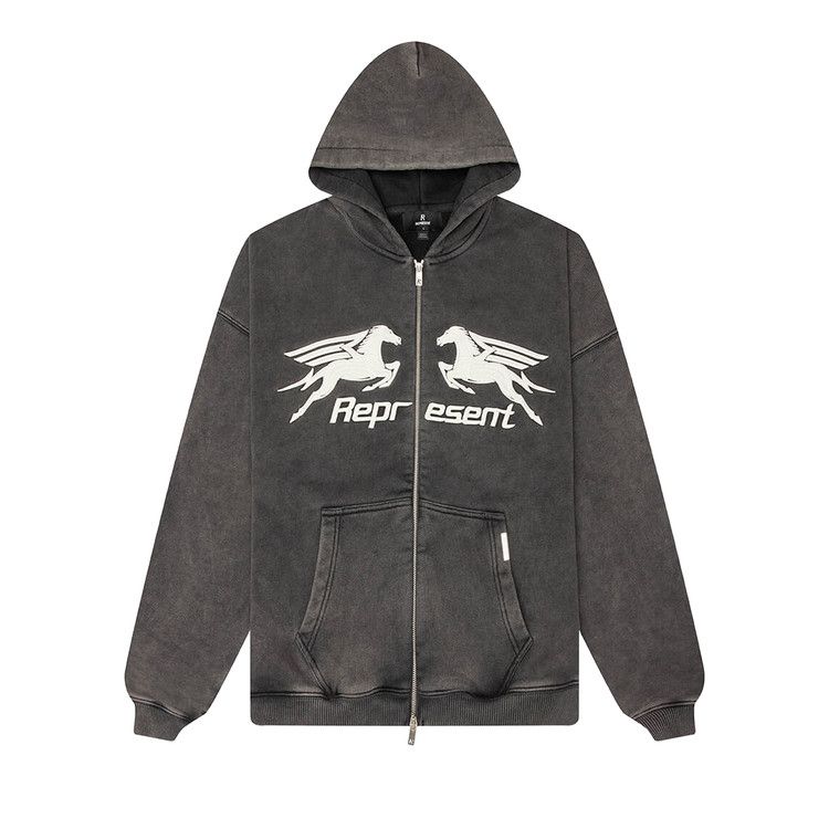 Represent Clo Pegasus Zip Through Hoodie 'Vintage Grey'